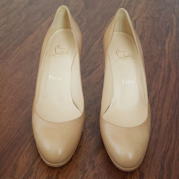 Christian Louboutin Red Bottom Chic Feminine Prorata 90 Kid Beige Pumps Size 38 - Picture 5 of 10